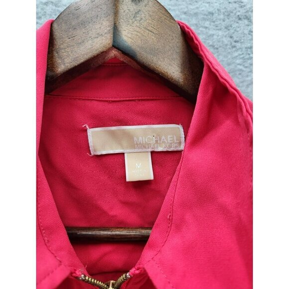 Michael Michael Kors Womens Pink Zip-Up Jacket Gold Accents Multiple Pockets Siz - Picture 2 of 10